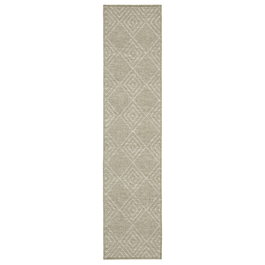 Oriental Weavers Tortuga TR05A Beige Rectangle Indoor Runner - Casual Stain Resistant Rug with Geometric Design-