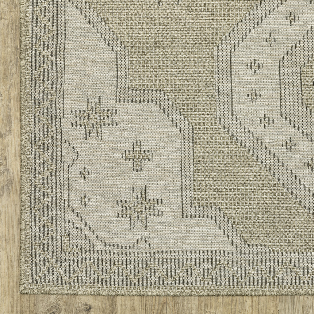 Oriental Weavers Tortuga TR08A Beige Rectangle Indoor Runner - Traditional Stain Resistant Rug with Medallion Design