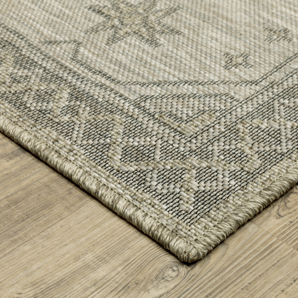 Oriental Weavers Tortuga TR08A Beige Rectangle Indoor Runner - Traditional Stain Resistant Rug with Medallion Design