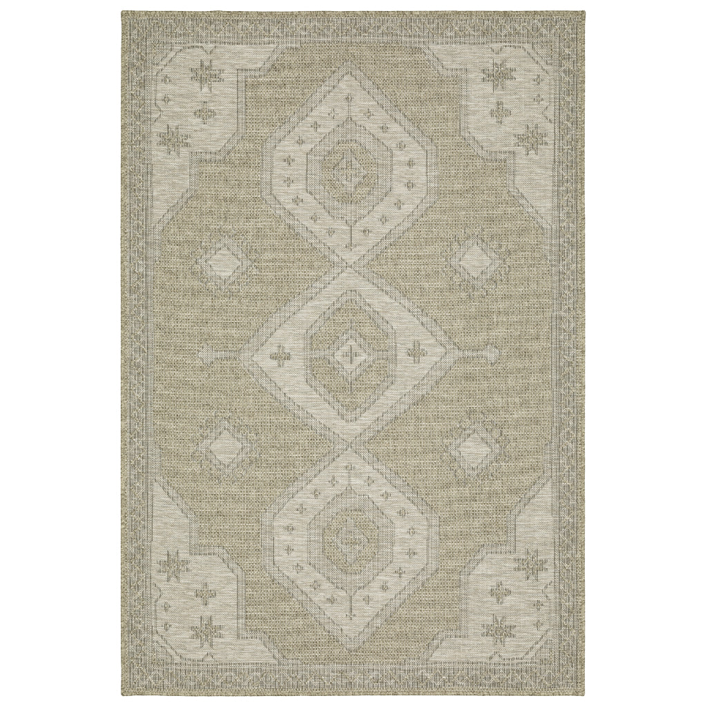 Oriental Weavers Tortuga TR08A Beige Rectangle Indoor Area Rug - Traditional Stain Resistant Rug with Medallion Design