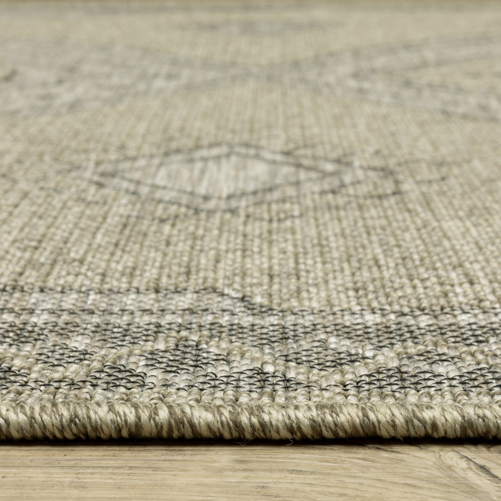 Oriental Weavers Tortuga TR08A Beige Rectangle Indoor Area Rug - Traditional Stain Resistant Rug with Medallion Design