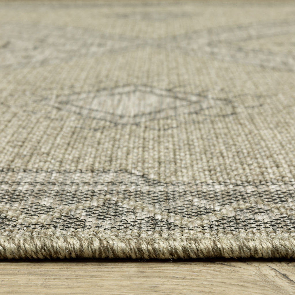 Oriental Weavers Tortuga TR08A Beige Rectangle Indoor Runner - Traditional Stain Resistant Rug with Medallion Design