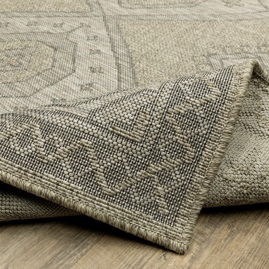 Oriental Weavers Tortuga TR08A Beige Rectangle Indoor Area Rug - Traditional Stain Resistant Rug with Medallion Design