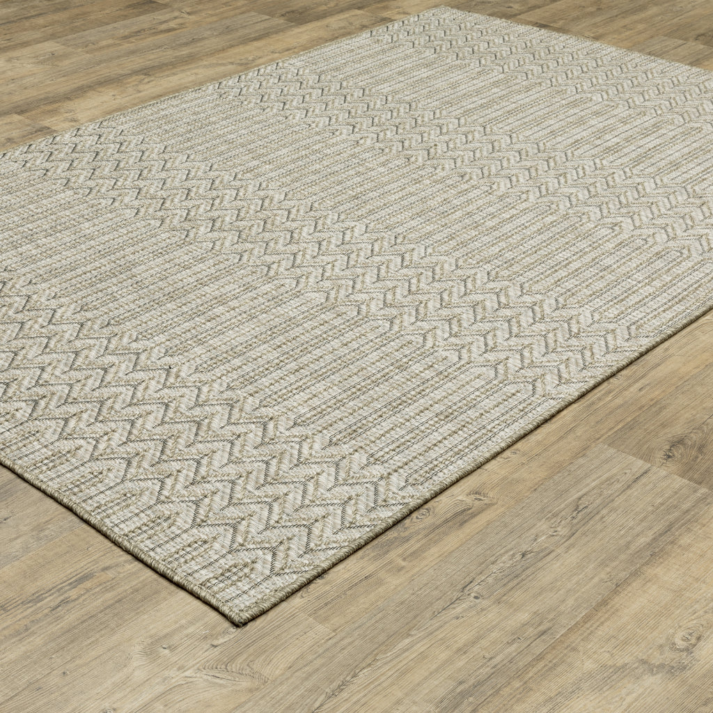 Oriental Weavers Tortuga TR09A Beige Rectangle Indoor Area Rug - Casual Stain Resistant Rug with Geometric Design