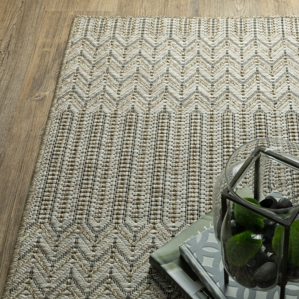 Oriental Weavers Tortuga TR09A Beige Rectangle Indoor Area Rug - Casual Stain Resistant Rug with Geometric Design