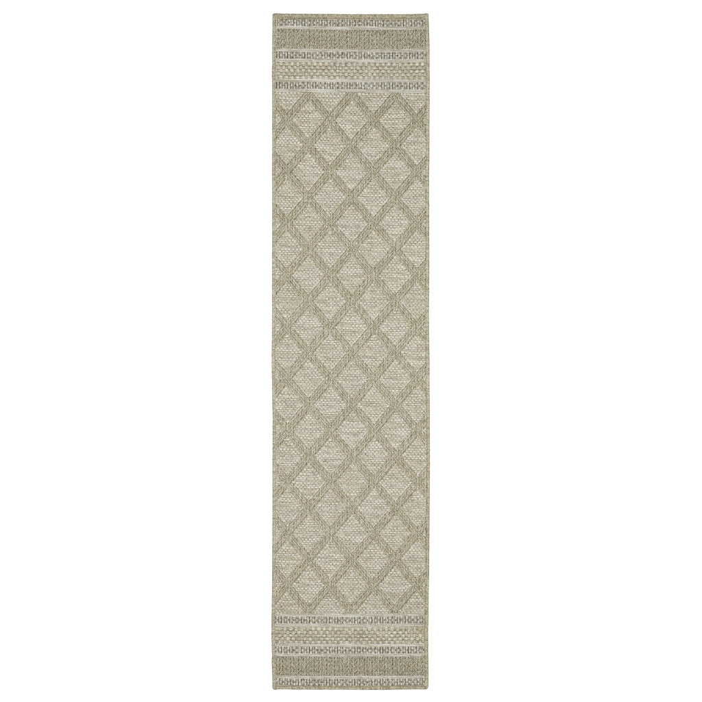 Oriental Weavers Tortuga TR10A Beige Rectangle Indoor Runner - Casual Stain Resistant Rug with Geometric Design-