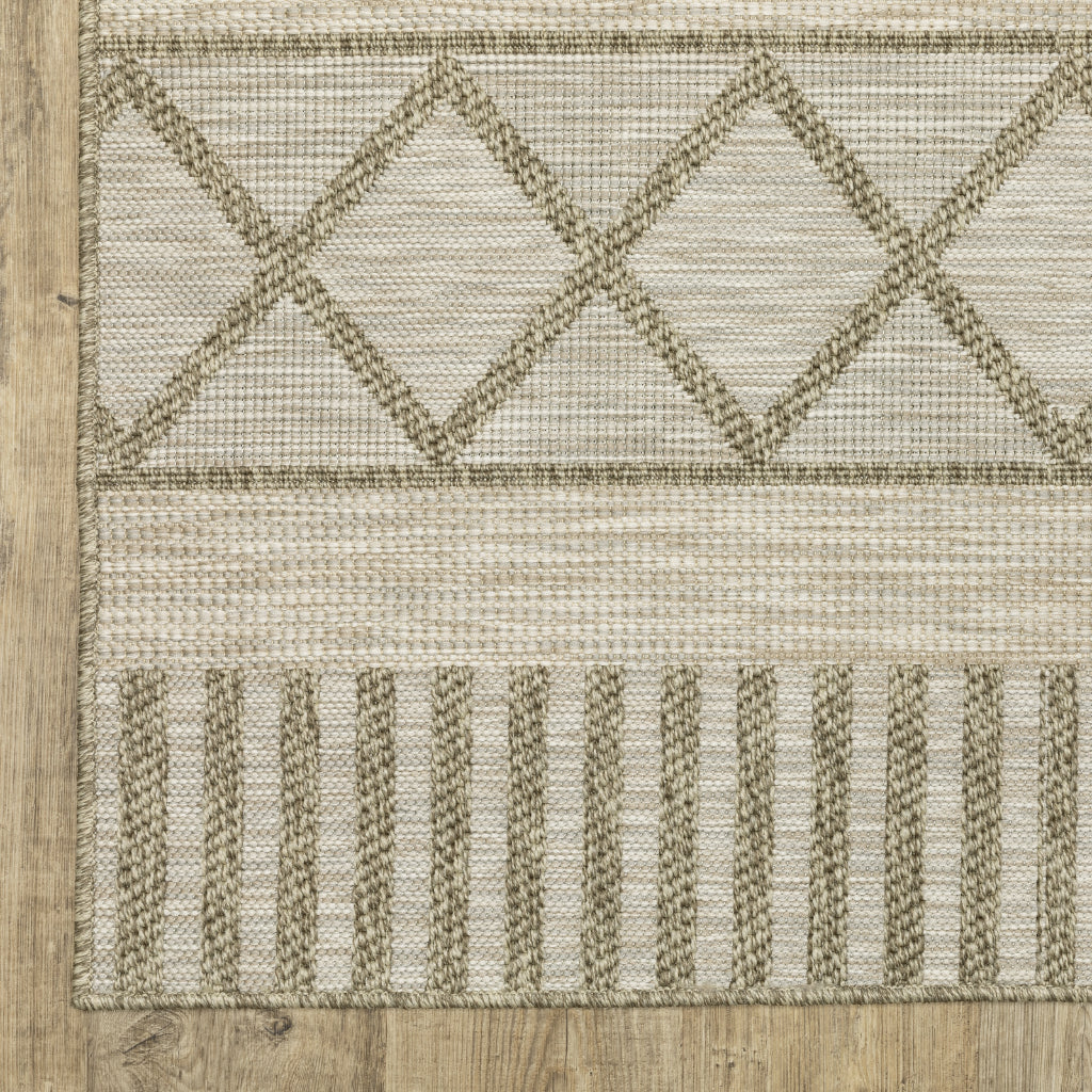 Oriental Weavers Tortuga TR11A Tan Rectangle Indoor Runner - Casual Stain Resistant Rug with Geometric Design