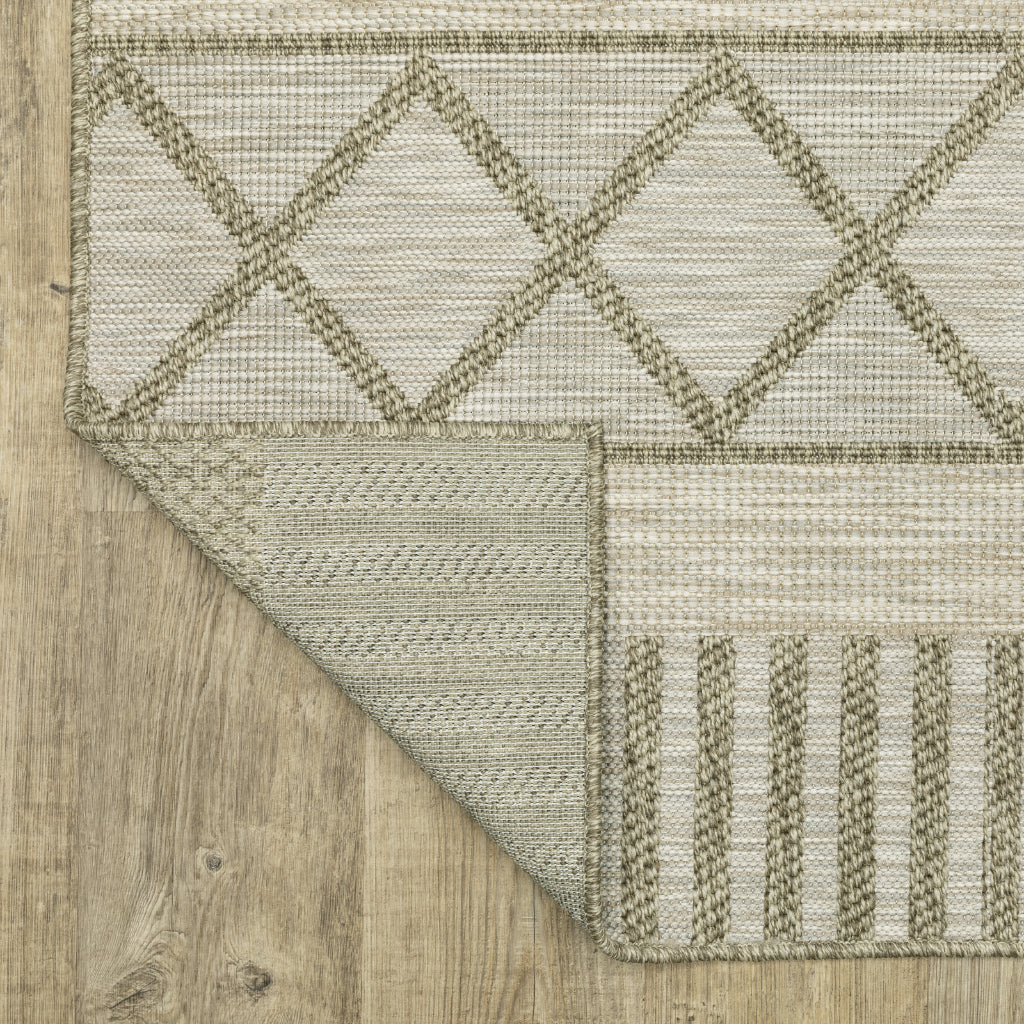 Oriental Weavers Tortuga TR11A Tan Rectangle Indoor Runner - Casual Stain Resistant Rug with Geometric Design