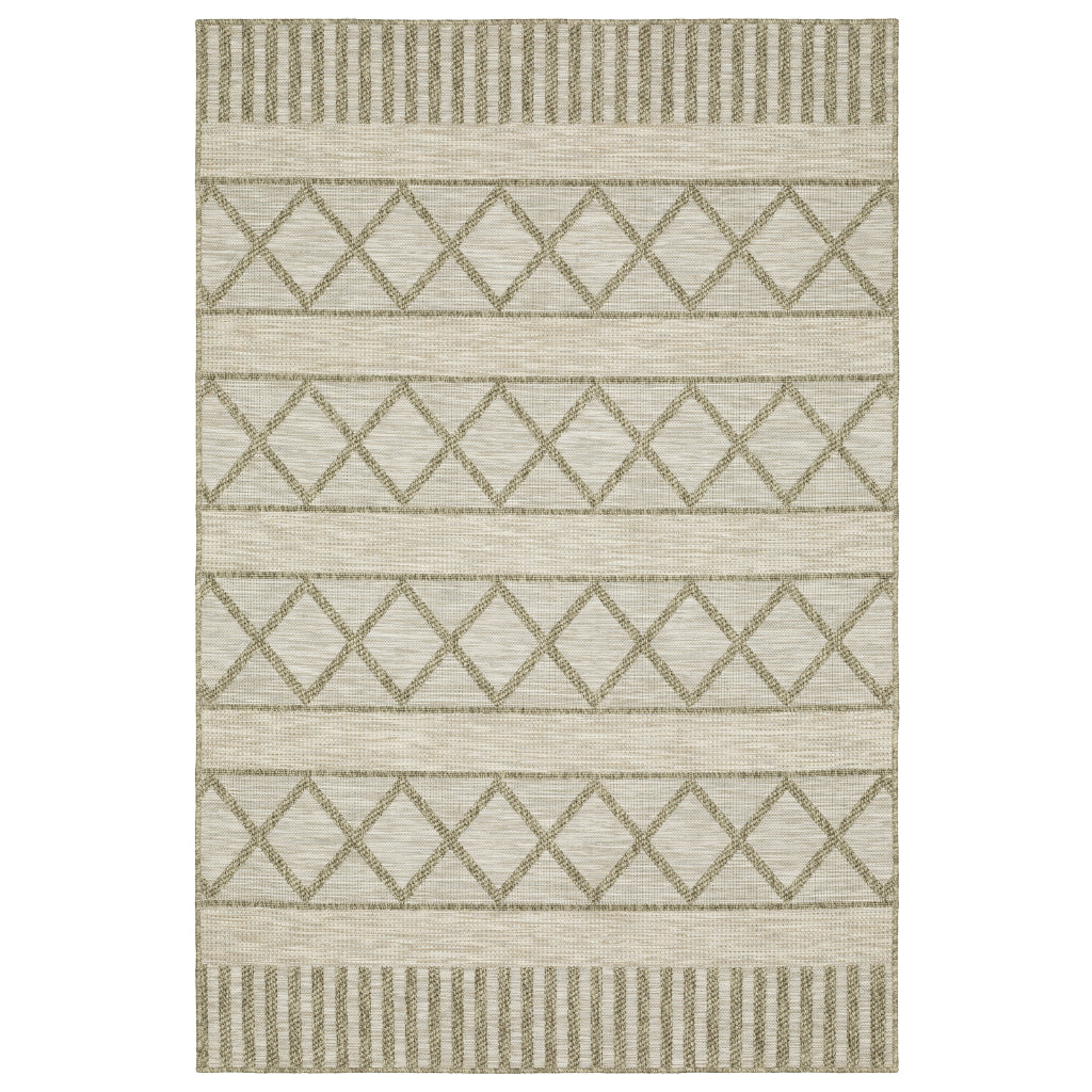 Oriental Weavers Tortuga TR11A Tan Rectangle Indoor Area Rug - Casual Stain Resistant Rug with Geometric Design-
