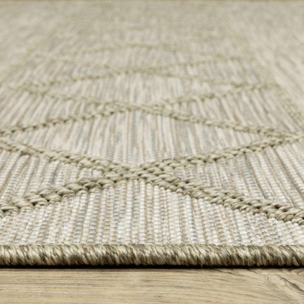 Oriental Weavers Tortuga TR11A Tan Rectangle Indoor Runner - Casual Stain Resistant Rug with Geometric Design
