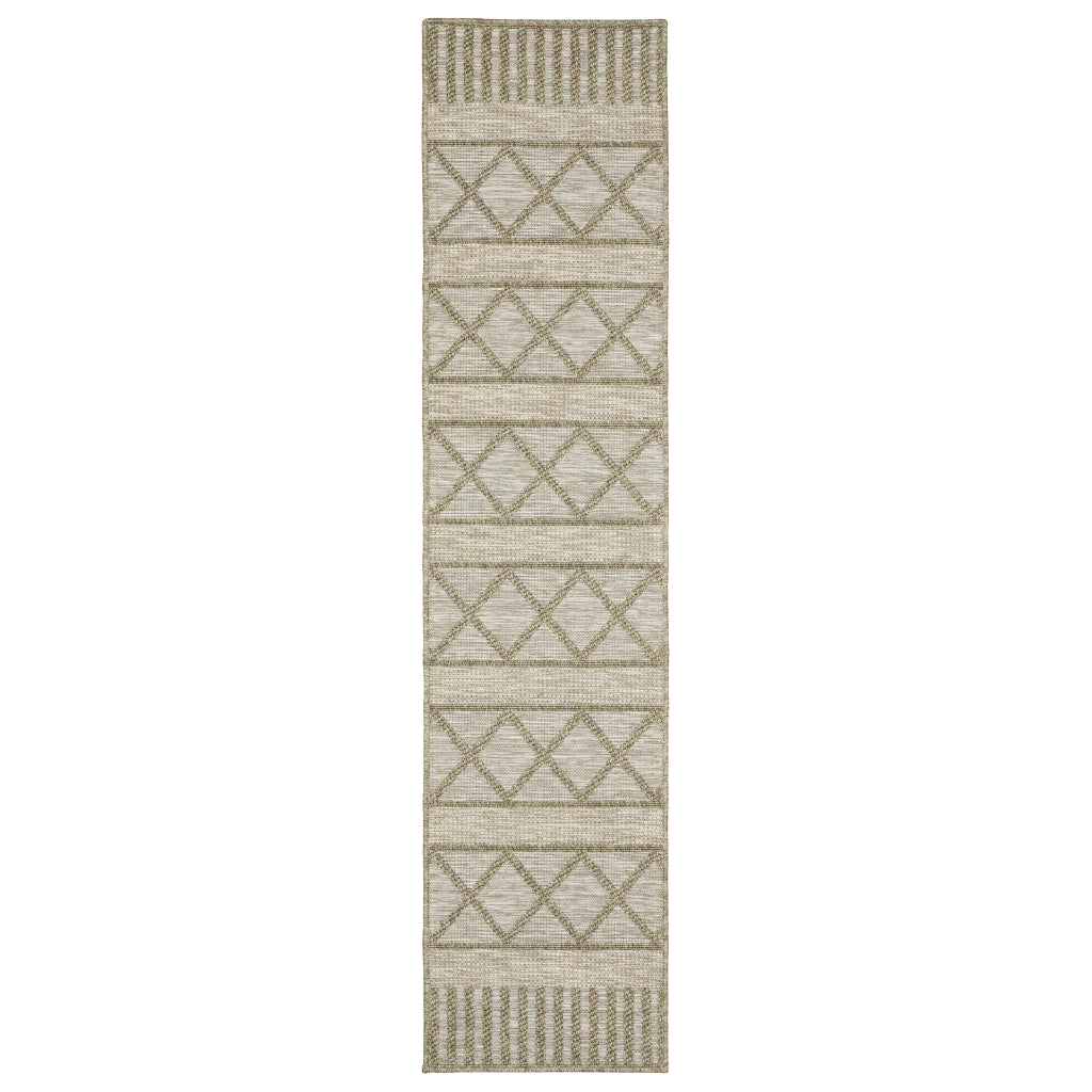 Oriental Weavers Tortuga TR11A Tan Rectangle Indoor Runner - Casual Stain Resistant Rug with Geometric Design