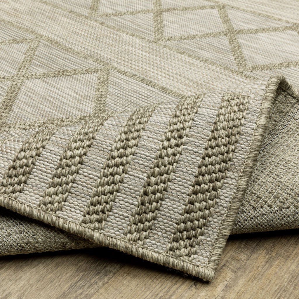Oriental Weavers Tortuga TR11A Tan Rectangle Indoor Runner - Casual Stain Resistant Rug with Geometric Design