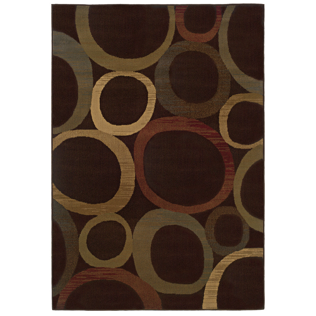 Oriental Weavers Tybee 2361D Brown Rectangle Indoor Area Rug - Fashionable Stain Resistant Machine Made Low Pile Rug with Geometric Design