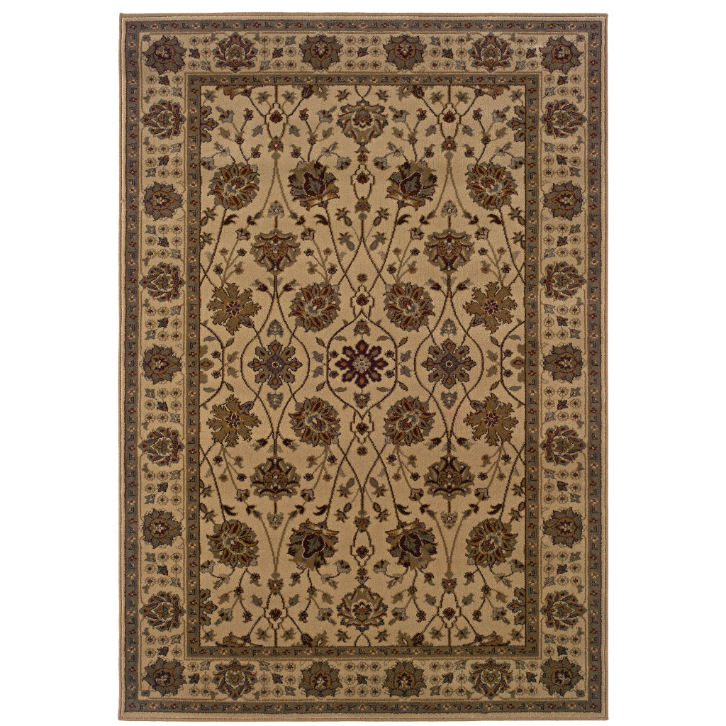 Oriental Weavers Tybee 733I6 Beige Rectangle Indoor Area Rug - Fashionable Stain Resistant Low Pile Rug with Floral Design