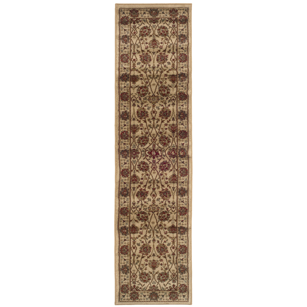 Oriental Weavers Tybee 733I6 Beige Rectangle Indoor Runner - Fashionable Stain Resistant Low Pile Rug with Floral Design