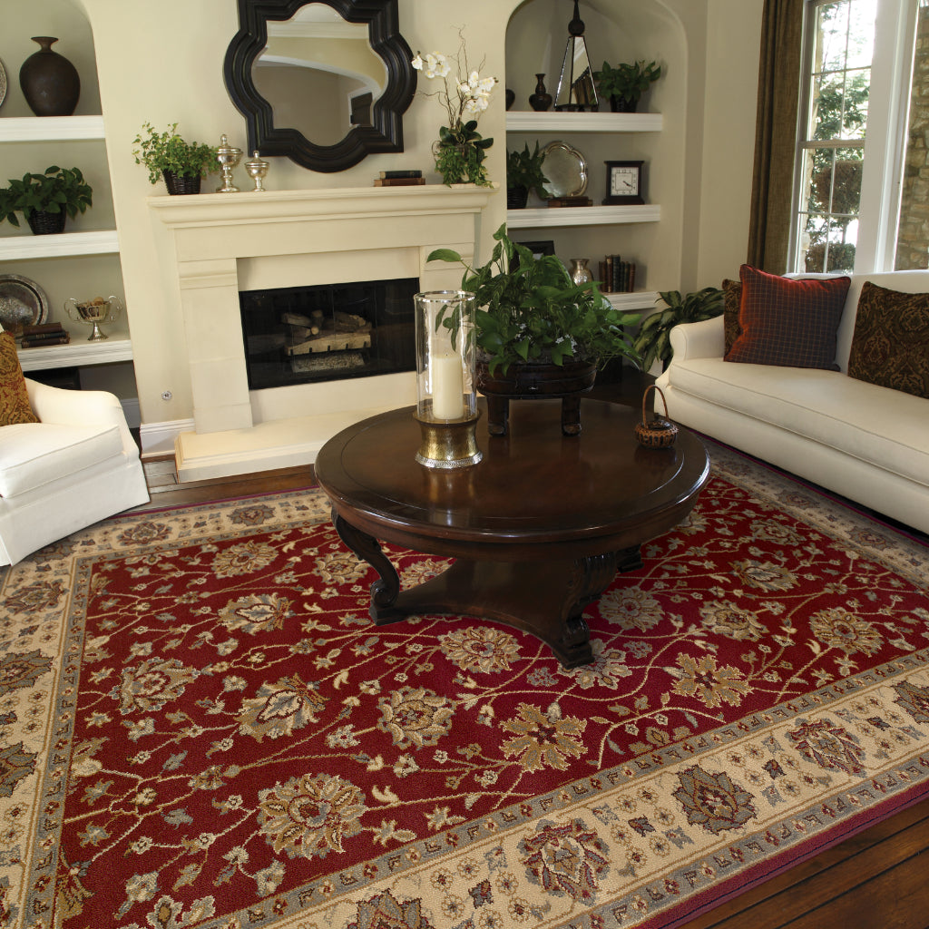 Oriental Weavers Tybee 733R6 Red Rectangle Indoor Area Rug - Fashionable Stain Resistant Low Pile Rug with Floral Design