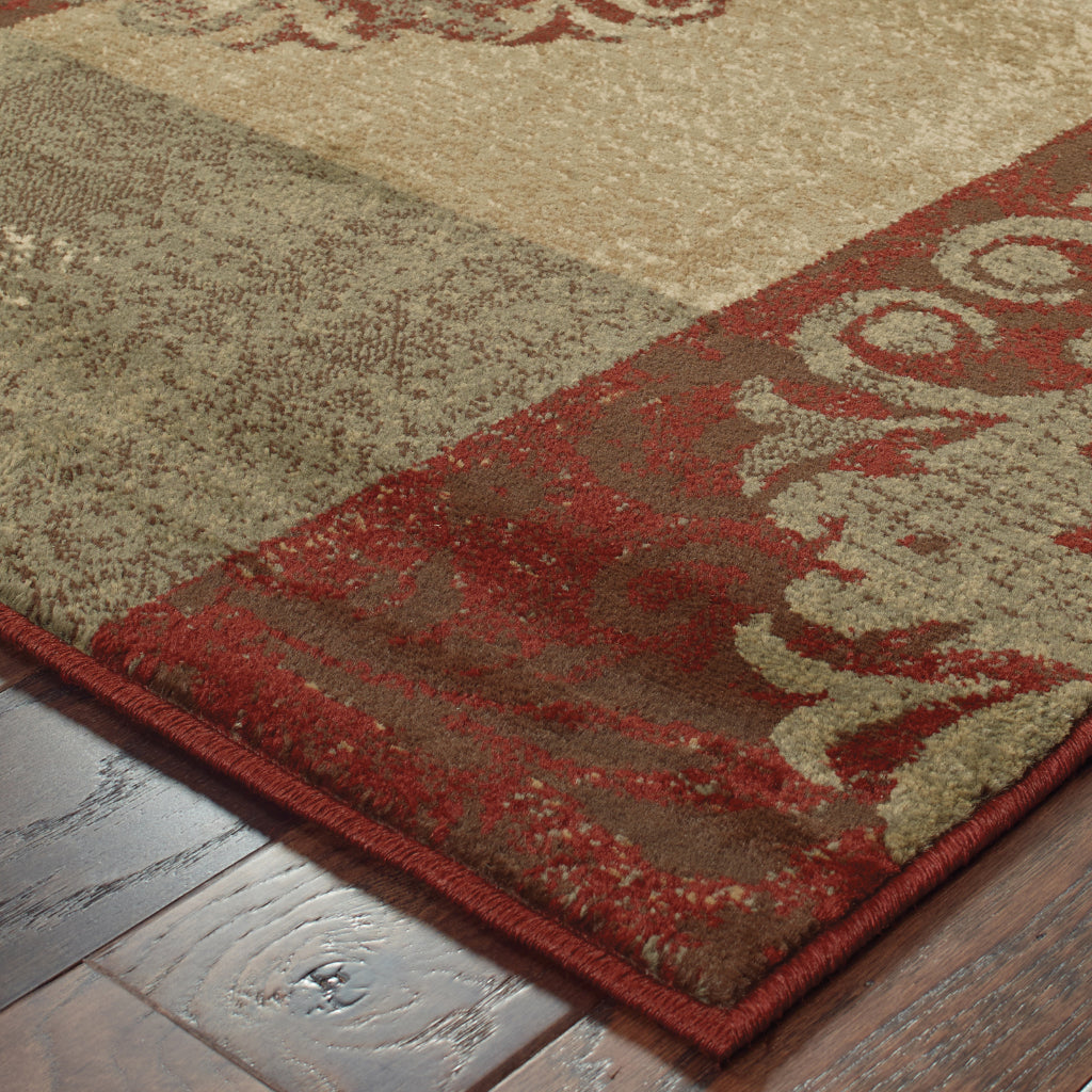 Oriental Weavers Tybee 851U6 Red Rectangle Indoor Area Rug - Fashionable Stain Resistant Low Pile Rug with Geometric Design