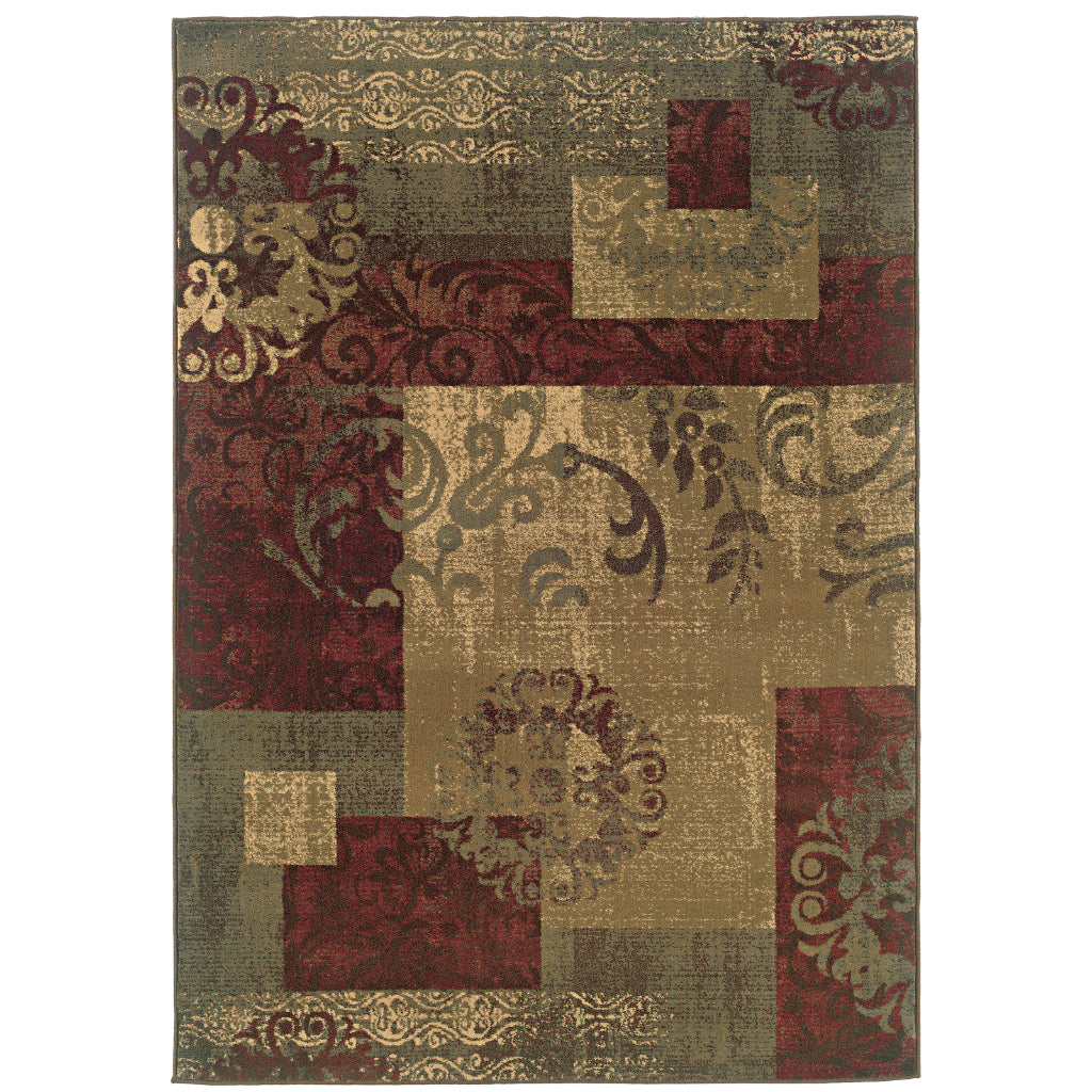 Oriental Weavers Tybee 851U6 Red Rectangle Indoor Area Rug - Fashionable Stain Resistant Low Pile Rug with Geometric Design