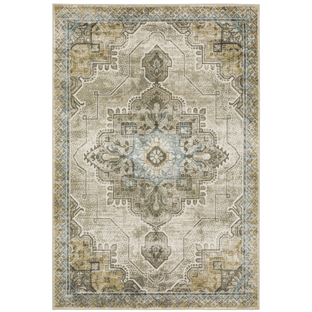 Oriental Weavers Venice 1104W Multicolor Rectangle Indoor Area Rug - Stain Resistant Low Pile Rug with Medallion Design-