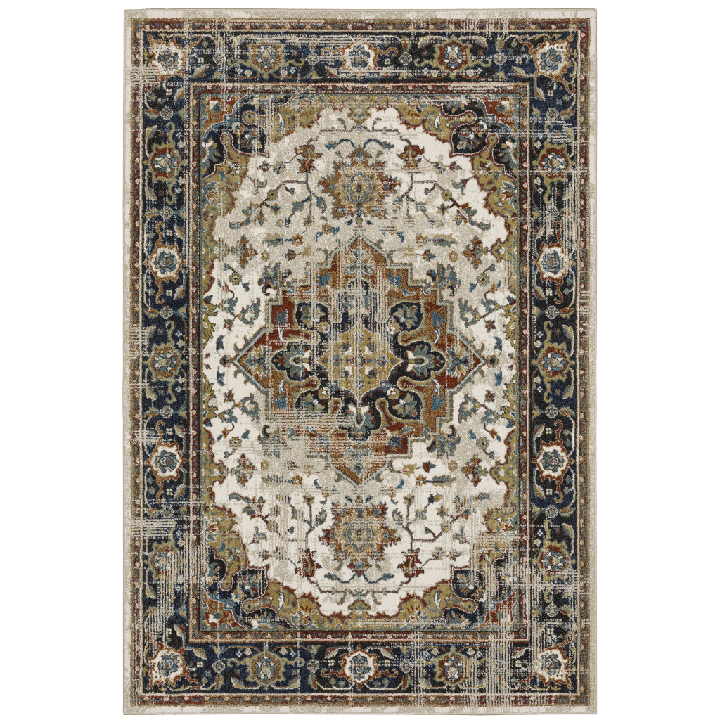 Oriental Weavers Venice 054X8 Multicolor Rectangle Indoor Area Rug - Stain Resistant Low Pile Rug with Medallion Design-