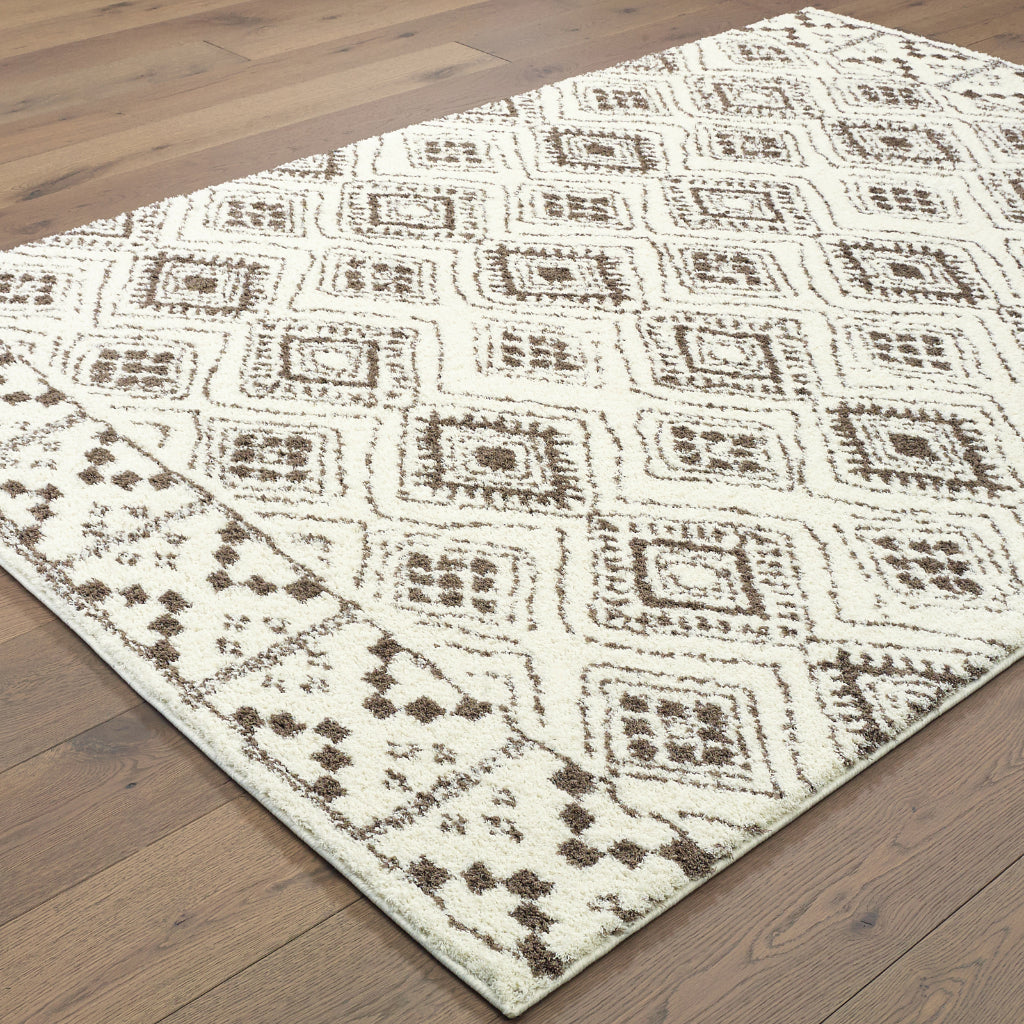 Oriental Weavers Verona 1330W Two-Color Rectangle Indoor Area Rug - Luxurious Stain Resistant Shag Pile Rug with Geometric Design