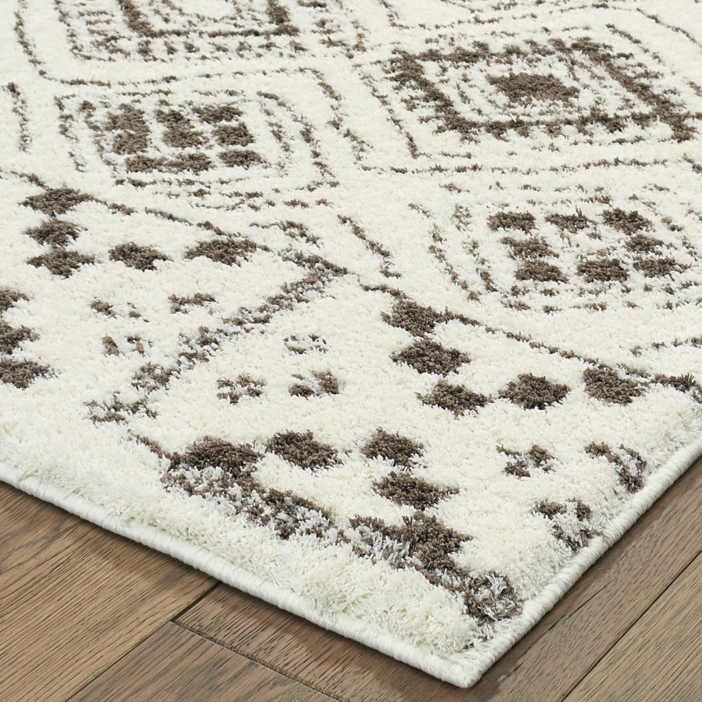 Oriental Weavers Verona 1330W Two-Color Rectangle Indoor Area Rug - Luxurious Stain Resistant Shag Pile Rug with Geometric Design
