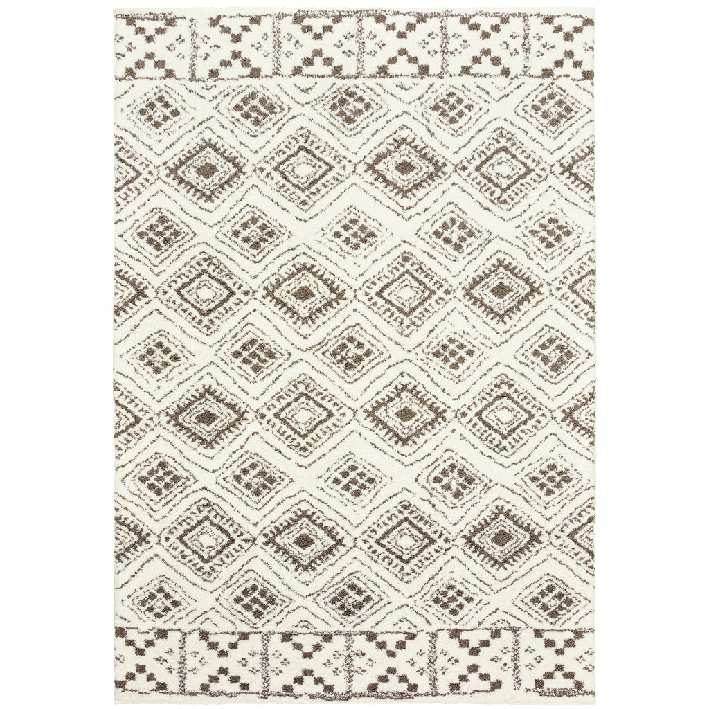 Oriental Weavers Verona 1330W Two-Color Rectangle Indoor Area Rug - Luxurious Stain Resistant Shag Pile Rug with Geometric Design