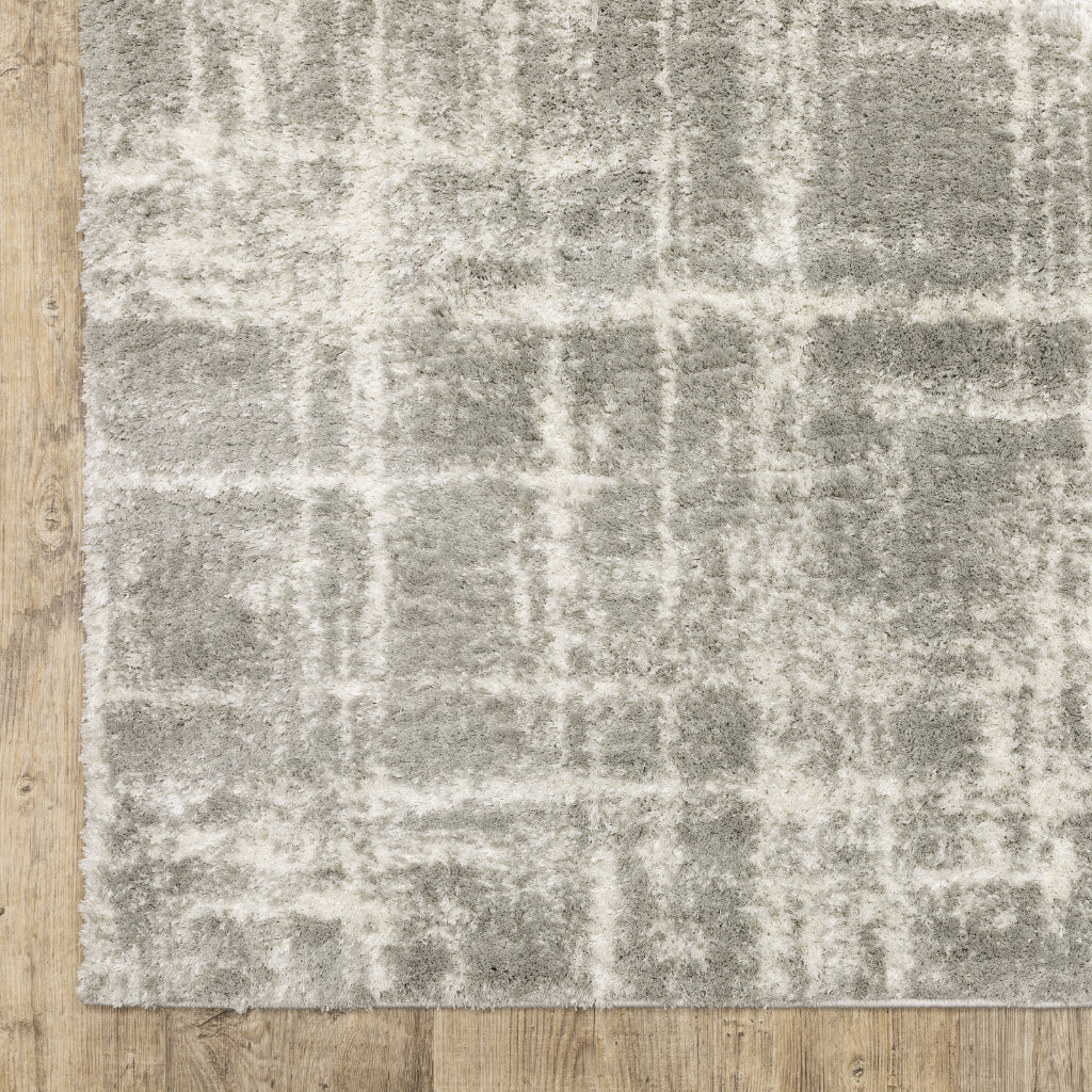 Oriental Weavers Verona 142E6 Gray Rectangle Indoor Runner - Luxurious Stain Resistant Shag Pile Rug with Abstract Design