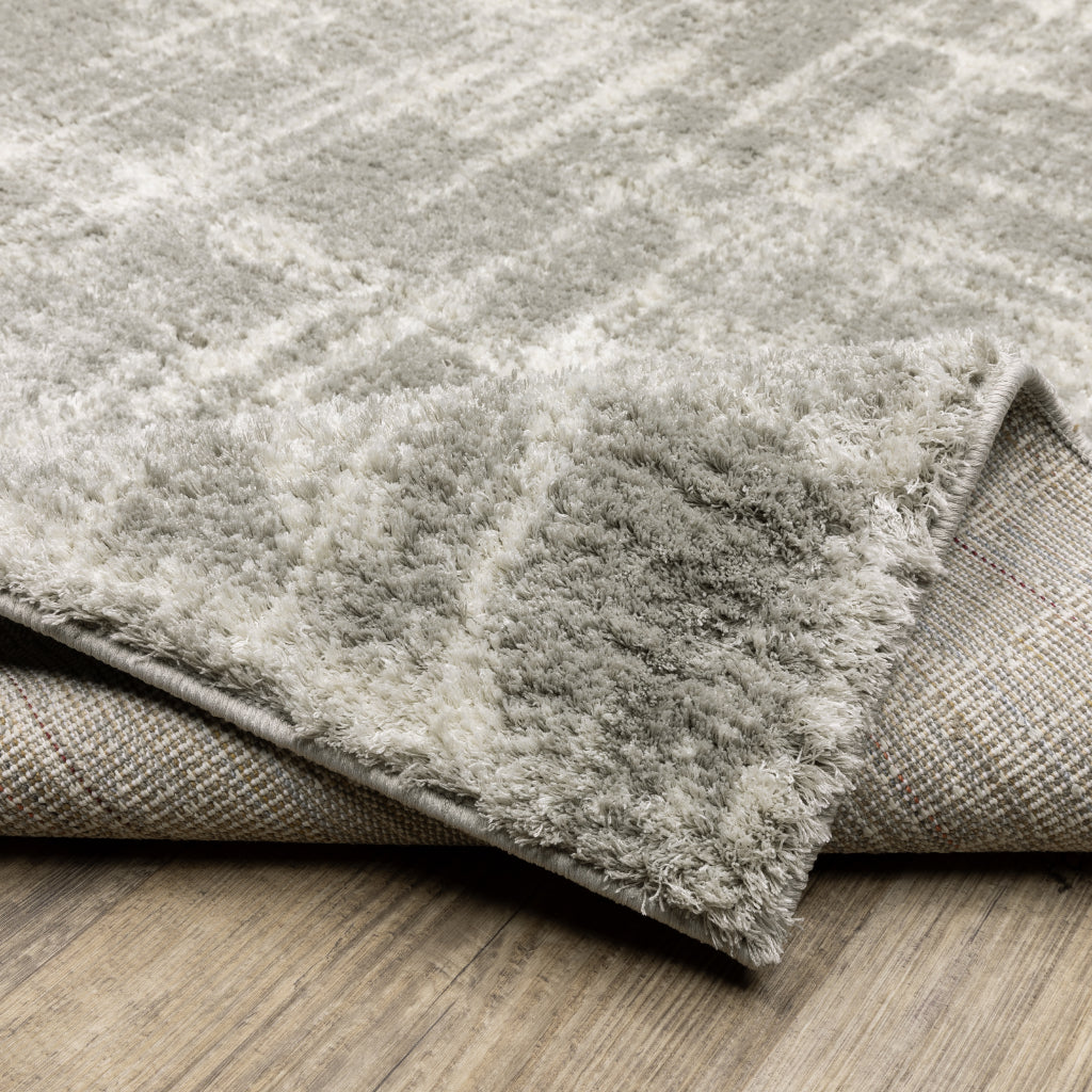 Oriental Weavers Verona 142E6 Gray Rectangle Indoor Runner - Luxurious Stain Resistant Shag Pile Rug with Abstract Design