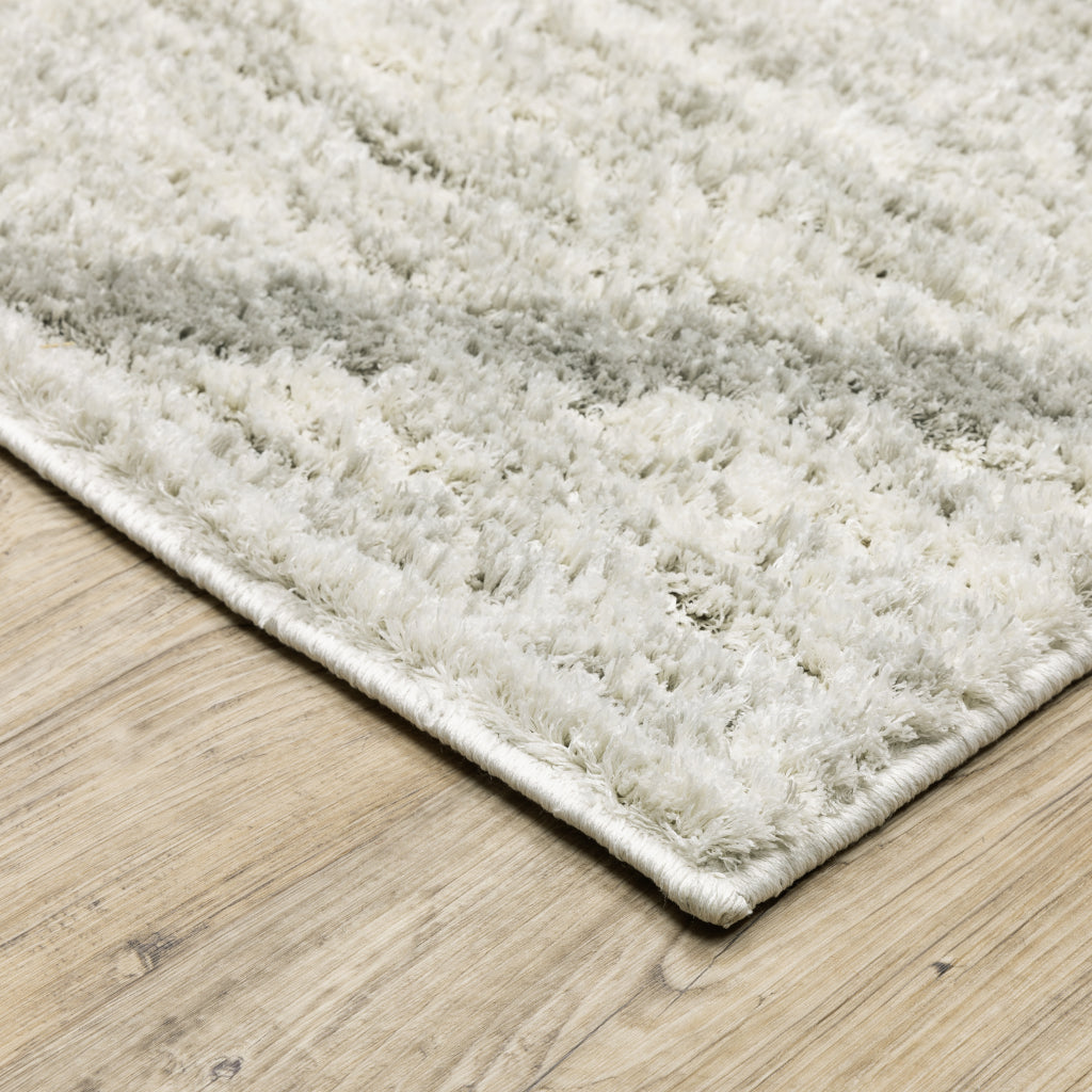 Oriental Weavers Verona 143W6 Gray Rectangle Indoor Runner - Luxurious Stain Resistant Shag Pile Rug with Geometric Design