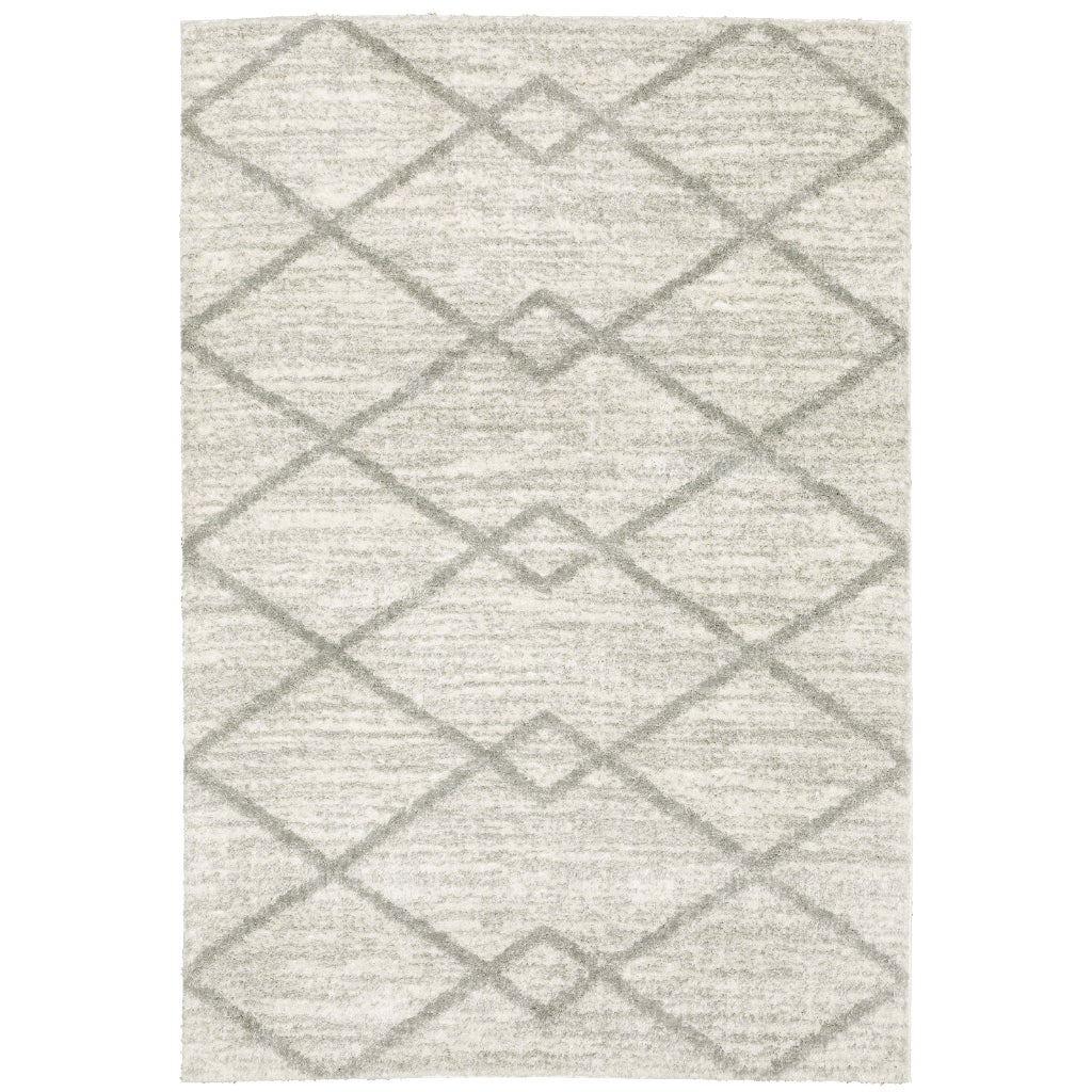 Oriental Weavers Verona 143W6 Gray Rectangle Indoor Area Rug - Luxurious Stain Resistant Shag Pile Rug with Geometric Design