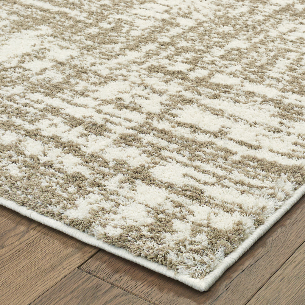 Oriental Weavers Verona 1803J Taupe Rectangle Indoor Runner - Luxurious Stain Resistant Shag Pile Rug with Abstract Design