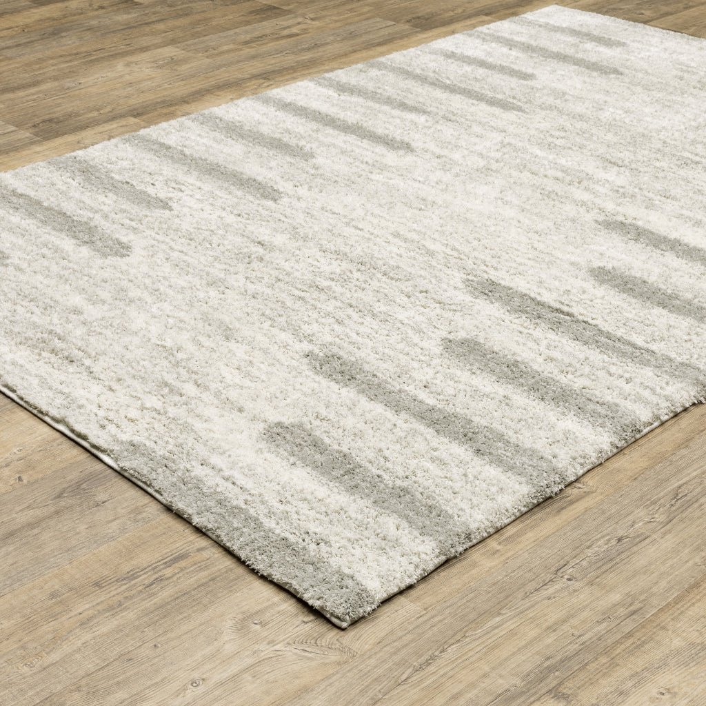 Oriental Weavers Verona 5605H Gray Rectangle Indoor Area Rug - Luxurious Stain Resistant Shag Pile Rug with Striped Design