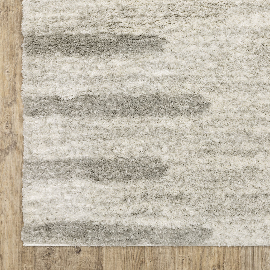 Oriental Weavers Verona 5605H Gray Rectangle Indoor Runner - Luxurious Stain Resistant Shag Pile Rug with Striped Design