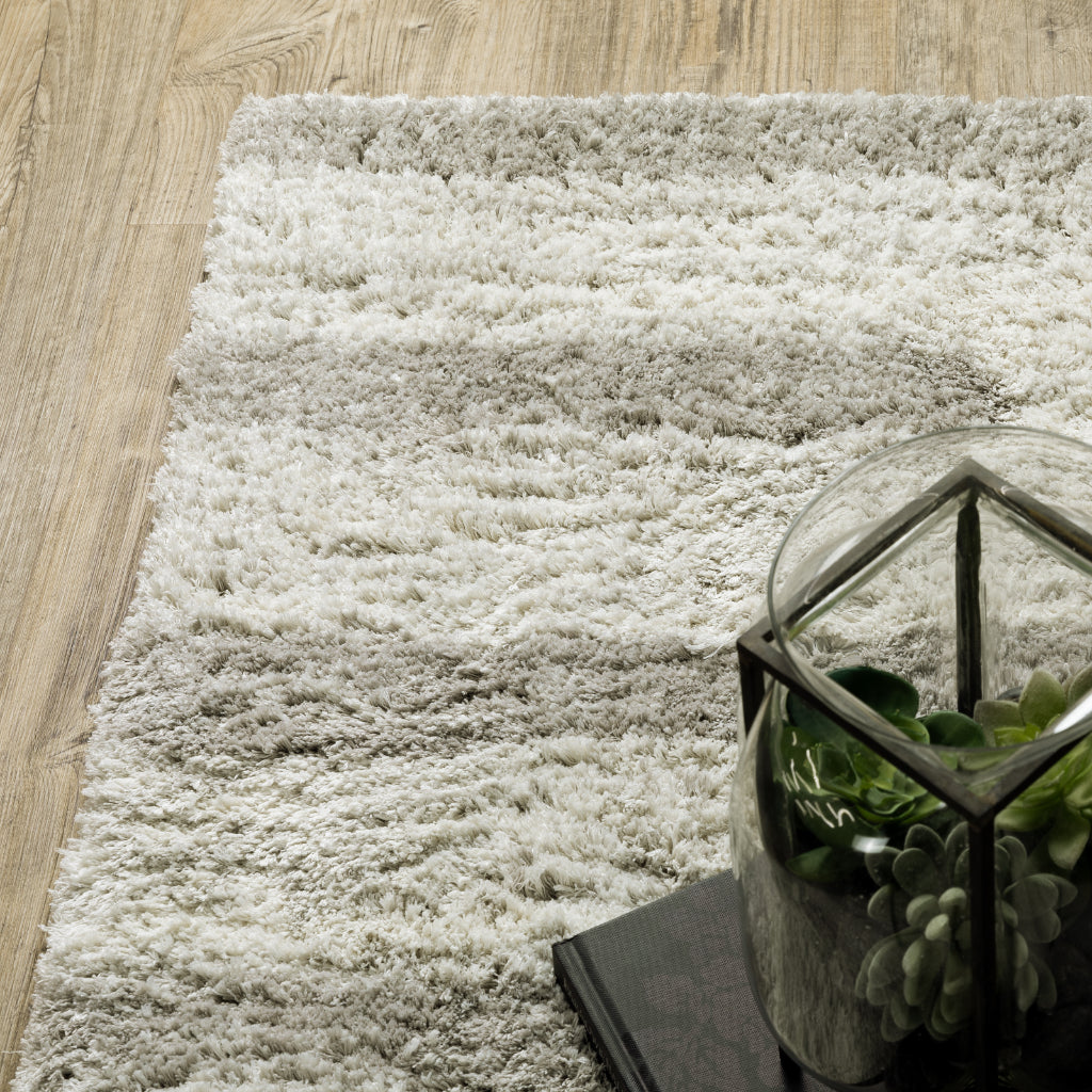Oriental Weavers Verona 5605H Gray Rectangle Indoor Runner - Luxurious Stain Resistant Shag Pile Rug with Striped Design
