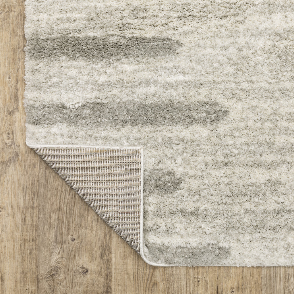 Oriental Weavers Verona 5605H Gray Rectangle Indoor Runner - Luxurious Stain Resistant Shag Pile Rug with Striped Design
