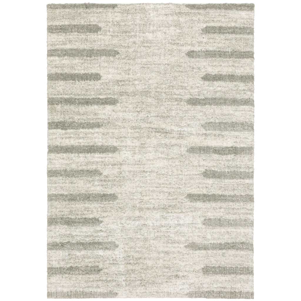 Oriental Weavers Verona 5605H Gray Rectangle Indoor Area Rug - Luxurious Stain Resistant Shag Pile Rug with Striped Design