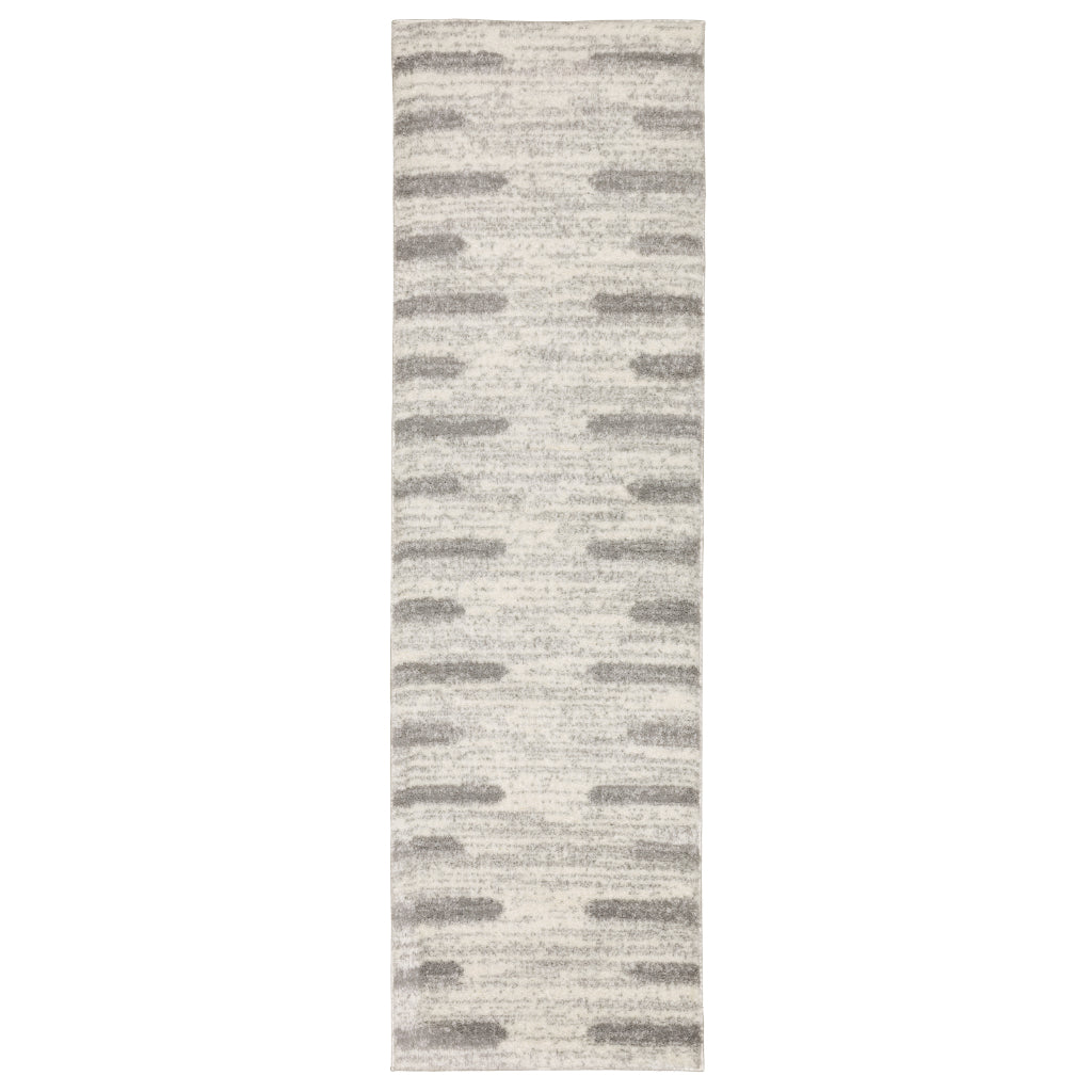 Oriental Weavers Verona 5605H Gray Rectangle Indoor Runner - Luxurious Stain Resistant Shag Pile Rug with Striped Design