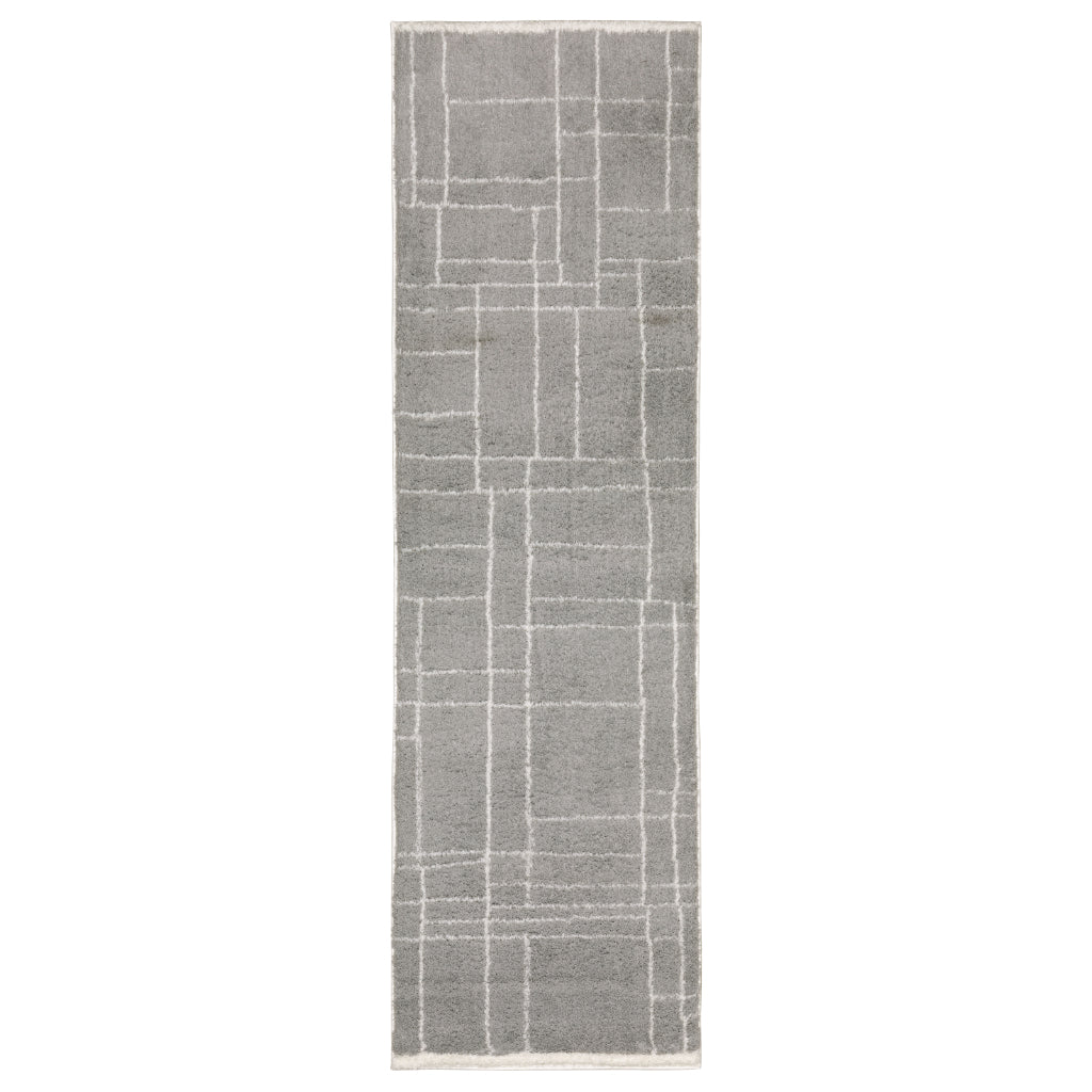 Oriental Weavers Verona 752G6 Gray Rectangle Indoor Runner - Luxurious Stain Resistant Shag Pile Rug with Abstract Design