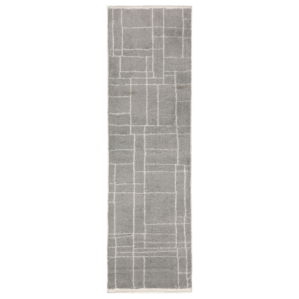 Oriental Weavers Verona 752G6 Gray Rectangle Indoor Runner - Luxurious Stain Resistant Shag Pile Rug with Abstract Design-