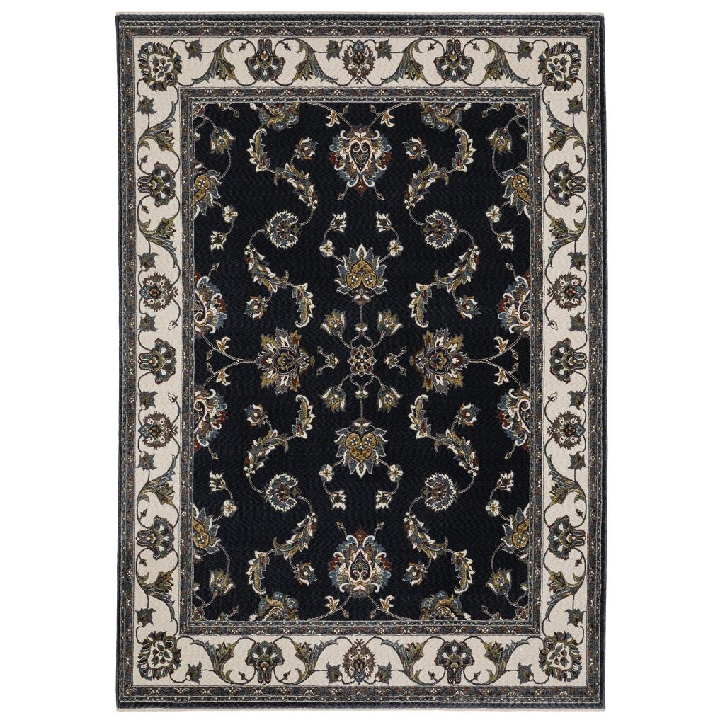 Oriental Weavers Vivian VI01B Navy Rectangle Indoor Area Rug Oriental Pattern-