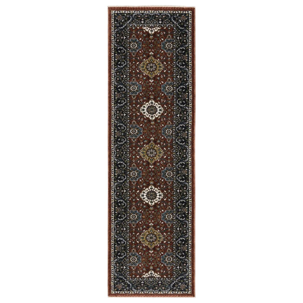 Oriental Weavers Vivian VI04B Red Rectangle Indoor Runner Oriental Pattern-