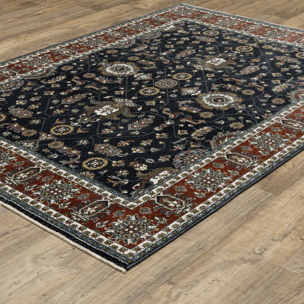 Oriental Weavers Vivian VI05A Navy Rectangle Indoor Area Rug Oriental Pattern-