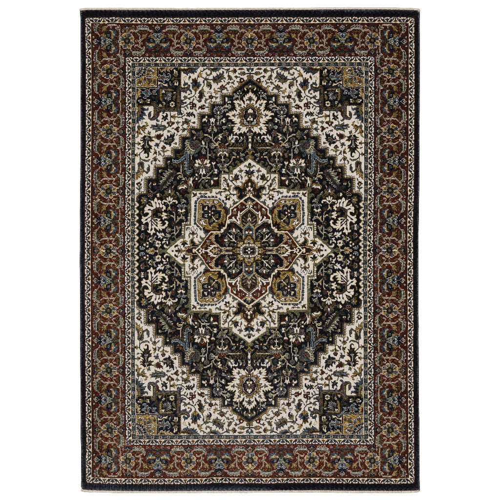 Oriental Weavers Vivian VI06C Navy Rectangle Indoor Area Rug Oriental Pattern-