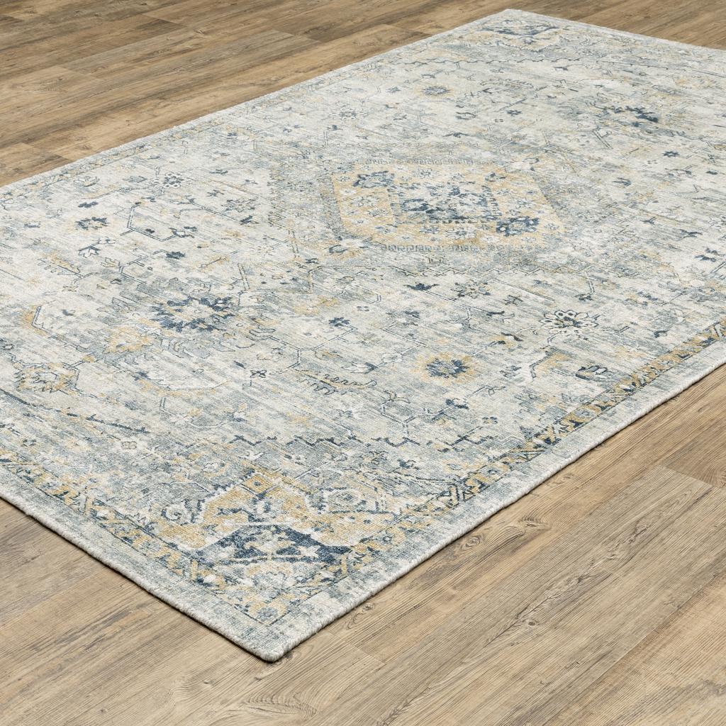Oriental Weavers Windham WIN03 Grey Rectangle Indoor Area Rug Medallion Pattern-