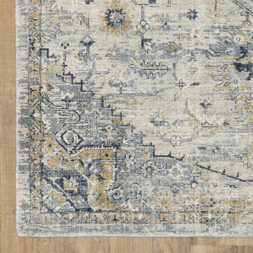 Oriental Weavers Windham WIN03 Grey Rectangle Indoor Area Rug Medallion Pattern-