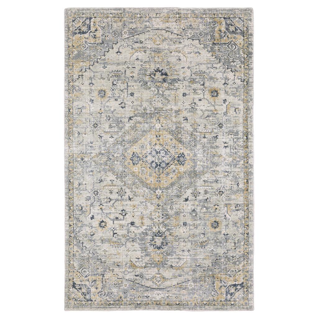 Oriental Weavers Windham WIN03 Grey Rectangle Indoor Area Rug Medallion Pattern-