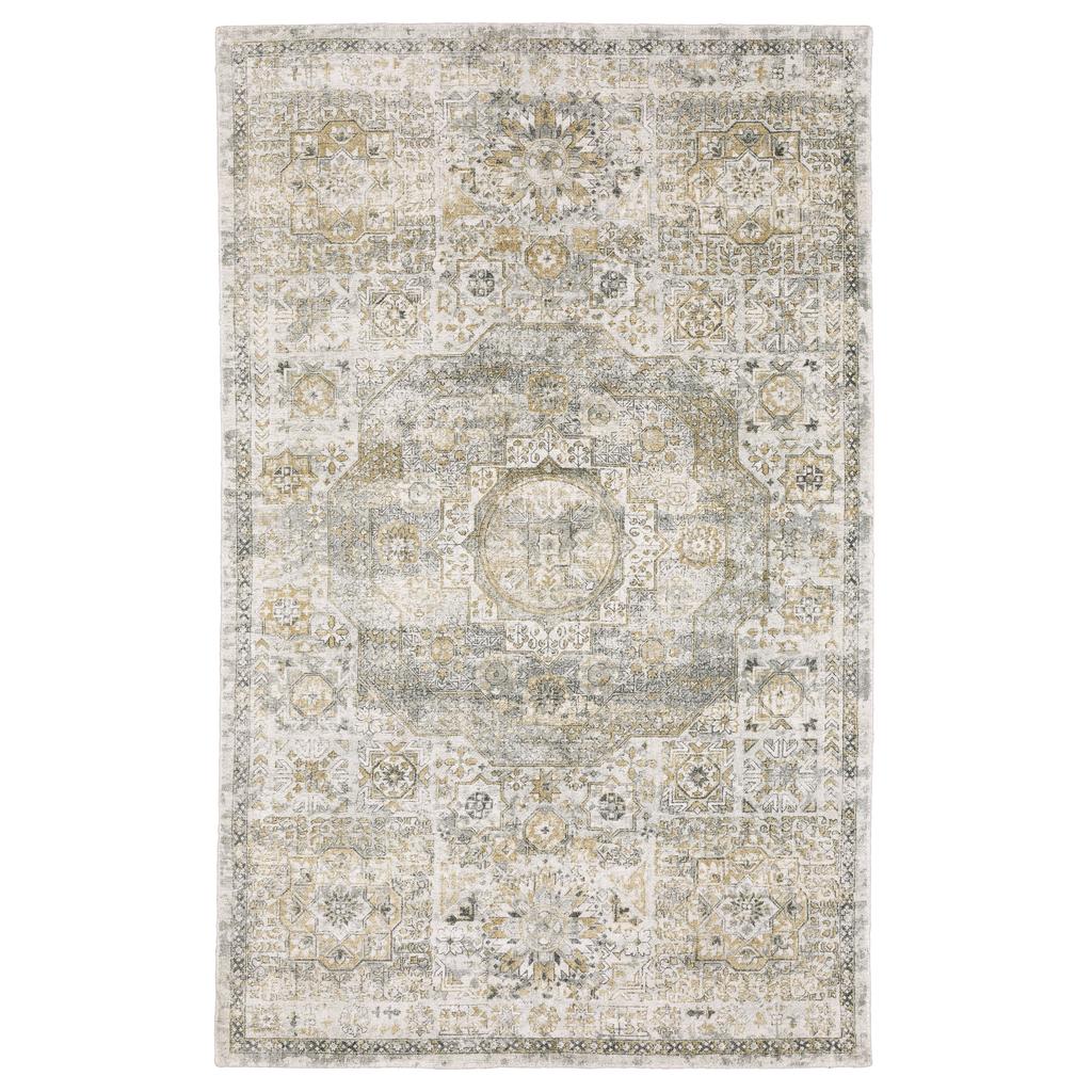 Oriental Weavers Windham WIN05 Grey Rectangle Indoor Area Rug Medallion Pattern-