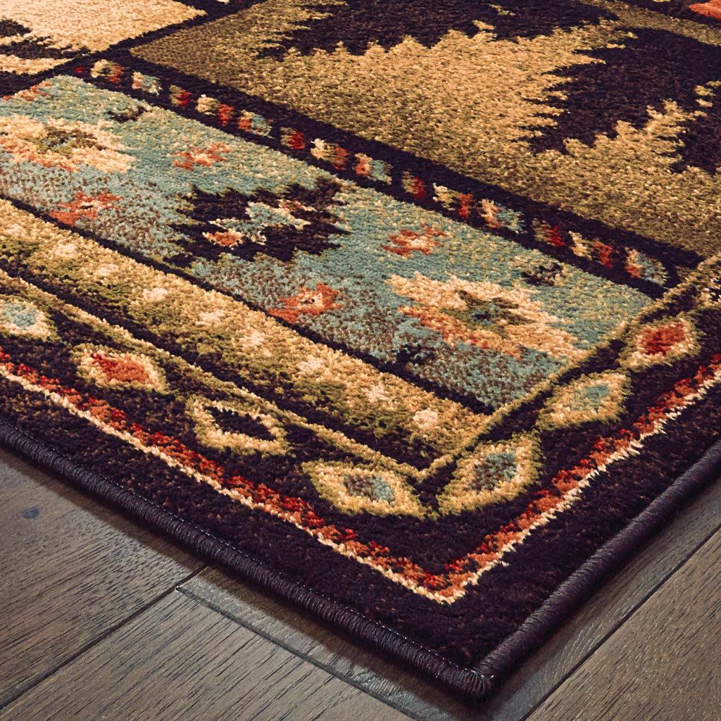 Oriental Weavers Woodlands 1041C Multicolor Rectangle Indoor Area Rug - Cozy Stain Resistant Low Pile Rug