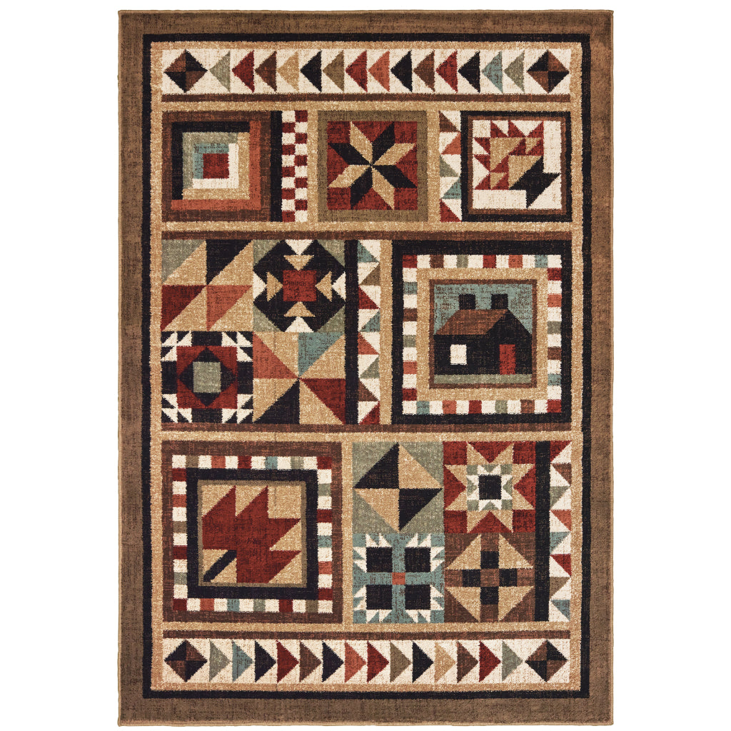 Oriental Weavers Woodlands 9596A Multicolor Rectangle Indoor Area Rug - Cozy Stain Resistant Low Pile Rug